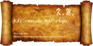 Körmendy Márton névjegykártya
